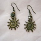 The Limited Sun tribal bead bronze tone dangle hook earrings 1.5"