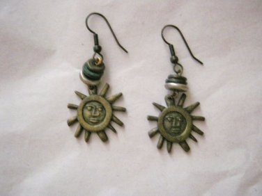 The Limited Sun tribal bead bronze tone dangle hook earrings 1.5"