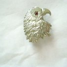 Eagle scarf engraved silver tone slide red rhinestone eye 1.5" western