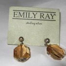 Emily Ray sterling champagne Swarovski crystal dangle pierced post earrings