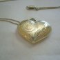 Puff Heart sterling 925 large engraved pendant 32" box chain necklace 9.2 g