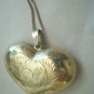 Puff Heart sterling 925 large engraved pendant 32" box chain necklace 9.2 g