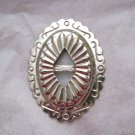 Oval slotted silver metal stamped concho  2.25" x 1.75" NOS Taiwan