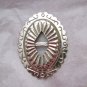 Oval slotted silver metal stamped concho  2.25" x 1.75" NOS Taiwan