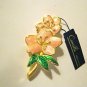 VTG Camille pink green enamel floral gold tone pin brooch NOS w/ tag  USA