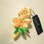 VTG Camille pink green enamel floral gold tone pin brooch NOS w/ tag USA