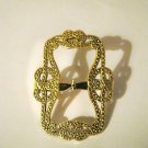 VTG Freirich open beaded frame gold tone rectangle large scarf clip 2" x 1.5"