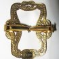 VTG Freirich open beaded frame gold tone rectangle large scarf clip 2" x 1.5"
