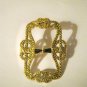 VTG Freirich open beaded frame gold tone rectangle large scarf clip 2" x 1.5"