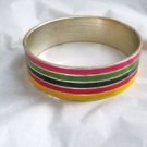 VTG Rainbow stripe enamel metal bangle bracelet 8" x 1"