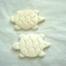 Carved Turtle 1.75" bone beads  set of 2 handmade unique