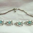 Blue glass rhinestone Silver tone 18" necklace adjustable