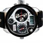 WEIDE 2305 Men's Large Dial Wrist Watch with Multiple Time Zone (White) M