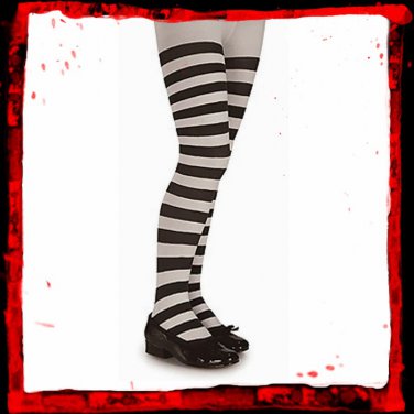 White Tights with Black Stripes