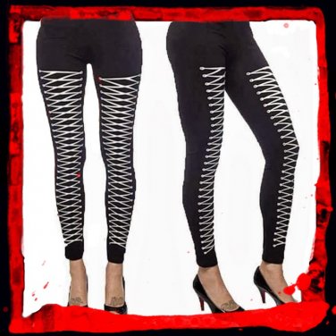 Black Leggings with White Lacing