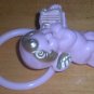 RARE PINK CELLULOID ANTIQUE CHERUB RATTLE WITH GOLDEN TRIM BEAUTIFUL