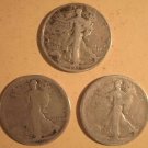 WALKING LIBERTY HALF DOLLARS - 1916, 1920 & 1944-D