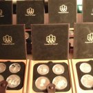 1976 Montreal Olympic deluxe silver proof set - 7 maple housed 4 coin series