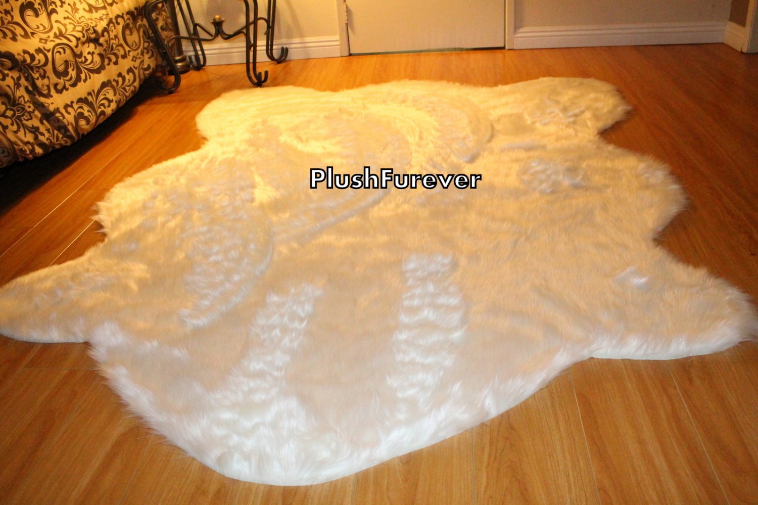 5' x 7' Warm White Faux Fur Rug single sheepskin rug fake animal skin