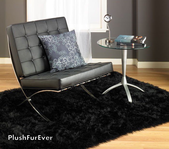 3' x 5' rec luxury black faux fur rug shag fake fur rug flokati