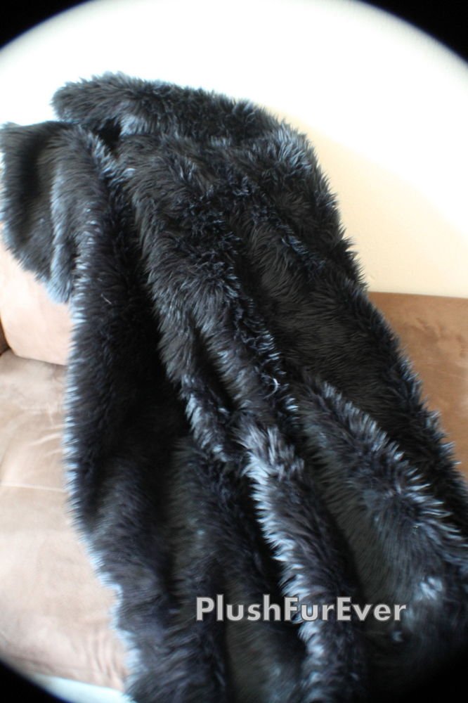 5'x7' Black Shaggy fur throw faux fur throws bedroom throw blankets