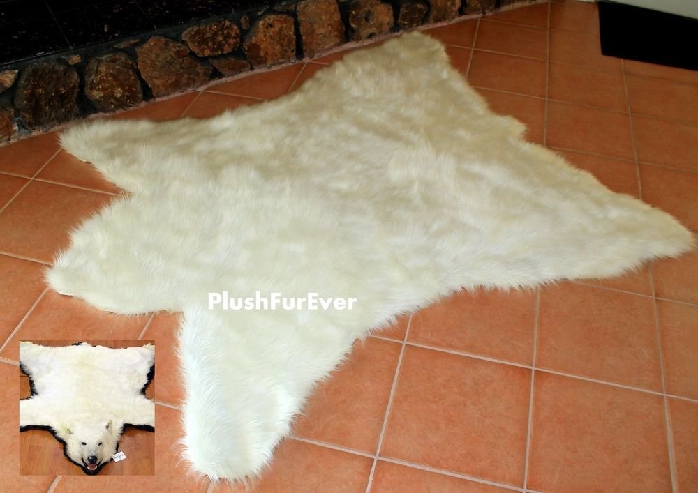 60"x72" White Polar Bearskin Rug Accents Throw Area Rugs Lodge Cabin