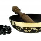 Tibetan 5.5 Inch Black Gold Singing Bowl, Free Magnetic Reggae Hematite Brace...