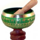 Tibetan Buddhist Green Om Mani Padme Hum 5 Inch Singing Bowl