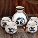 Japanese Stylish Wine Pot Flagon Stoup +4 Cups Ceramics Porcelain 1set Free Ship
