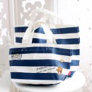San-X Rilakkuma Relax Bear Blue Stripe Shopping/Shoulder Bag Canvas Marine Style
