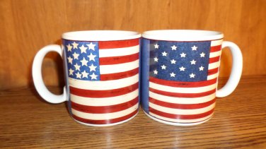 TW0 AMERICAN FLAG CUPS MUGS