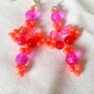 Pink cross earring