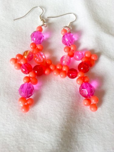 Pink cross earring