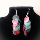 Turquoise and pink Mother of pearl shell eaeeings