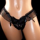 Sexy Open Crotch G-string Thongs lingerie-Floral Lace with bowties