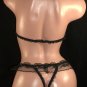 Exotic Lace Open Thong V-string & Bra Set Lingerie- sexy underwear