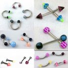 Colorful Acrylic Surgical Steel Body Piercing Jewelry- *Pack of 5* Many styles & sizes