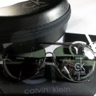 Calvin Klein Lightweight, Polarized Aviator Sunglasses-Gunmetal Frame/Green Lens