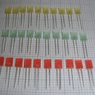 30 PCS OF 5mm x 2mm LED DIODES DIFFUSED 3 COLOURS X 10 pcs RED YELLOW GREEN