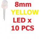 LOT OF 10 8mm YELLOW LED 589nm STANDARD TRANSPARENT Electronic Components
