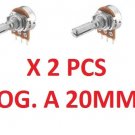 2 PCS 1K 20mm Potentiometer Pot Variable Resistor Log A Logarithmic Components