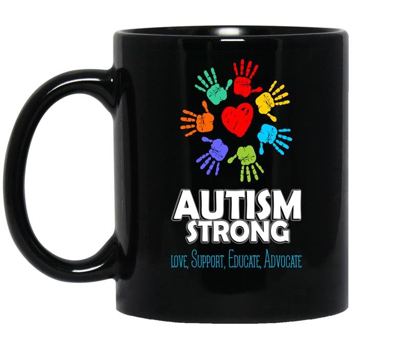 Autism strong love support educate advocate Coffee Mug_Black