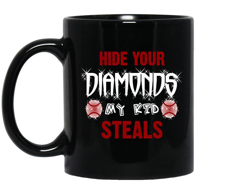 Baseball-hide your diamonds my kid steals Coffee Mug_Black