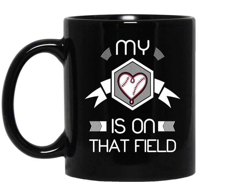Baseball-my heart is on that field Coffee Mug_Black