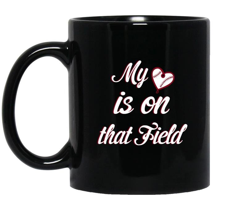 Baseball-my heart is on that field-11oz Coffee Mug_Black