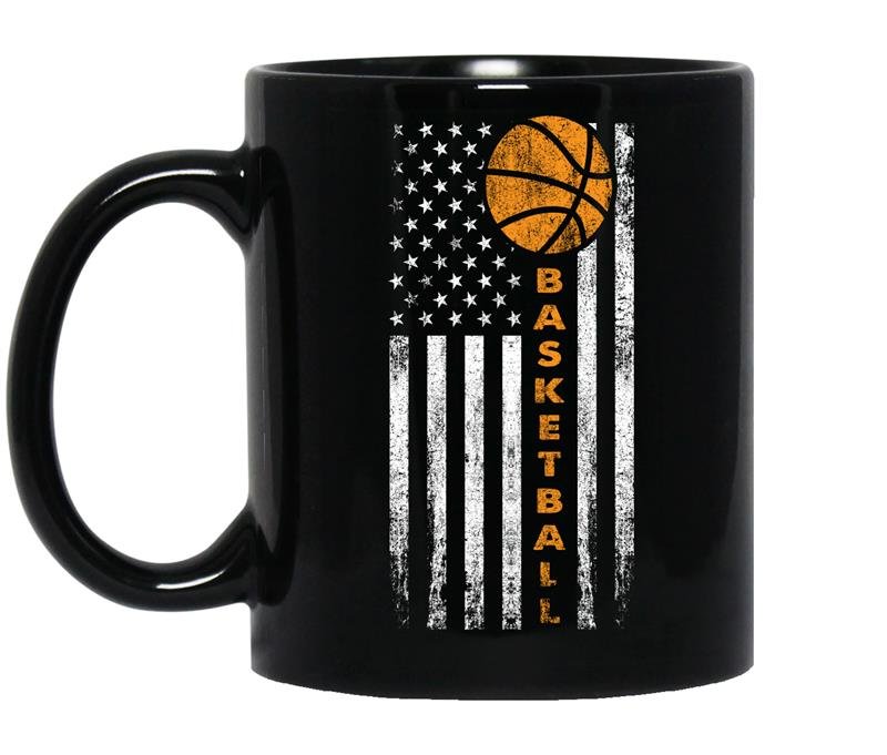 Basketball american flag Coffee Mug_Black