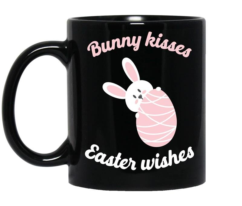 Bunny kisses easter wishes Coffee Mug_Black