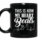 Cat lover-this is how my heart beats Coffee Mug_Black