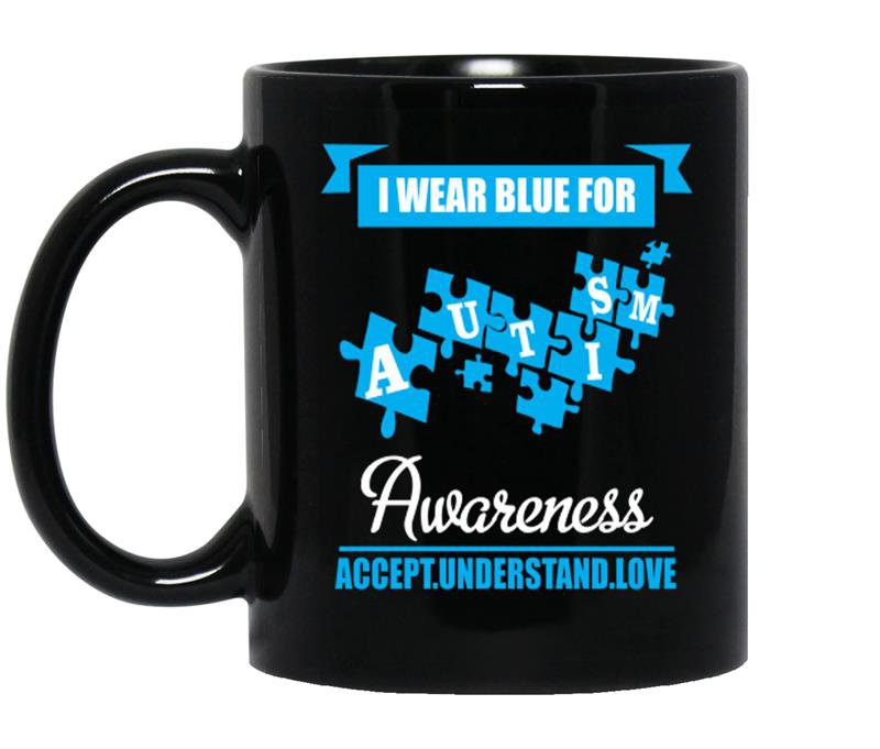 I wear blue for awareness accept understand love - Autism coffee Mug_Black