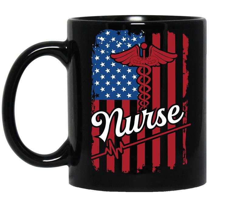 Nurse american flag nursing shcool Coffee Mug_Black